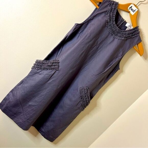 LOFT Classy Gray Dress Ruffles Pockets Women's 2 Excellent Preworn Condition - Picture 1 of 7